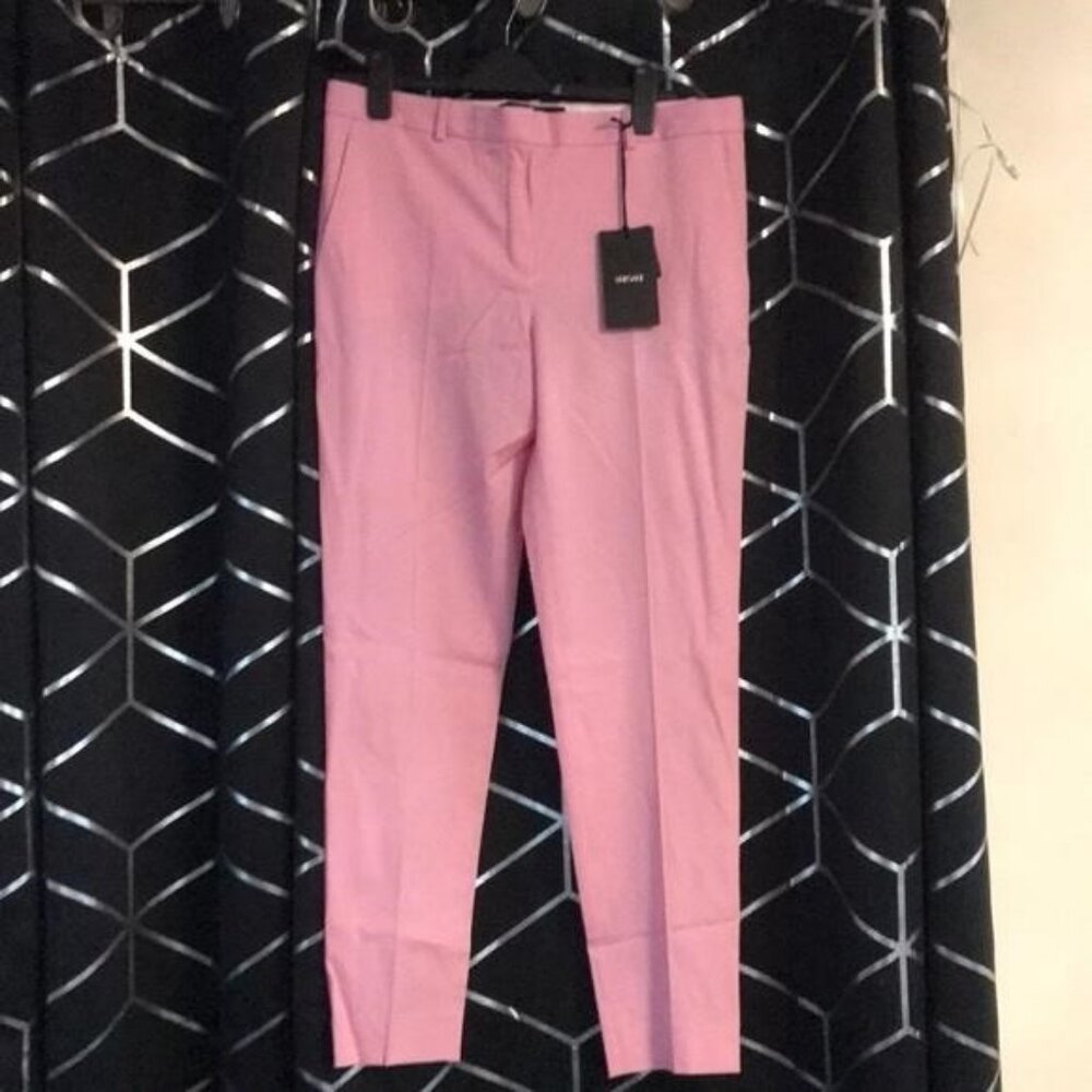 ✨ New Authentic VERSACE Pink Virgin Wool Straight-Leg Pants w/ Medusa Hardware ✨